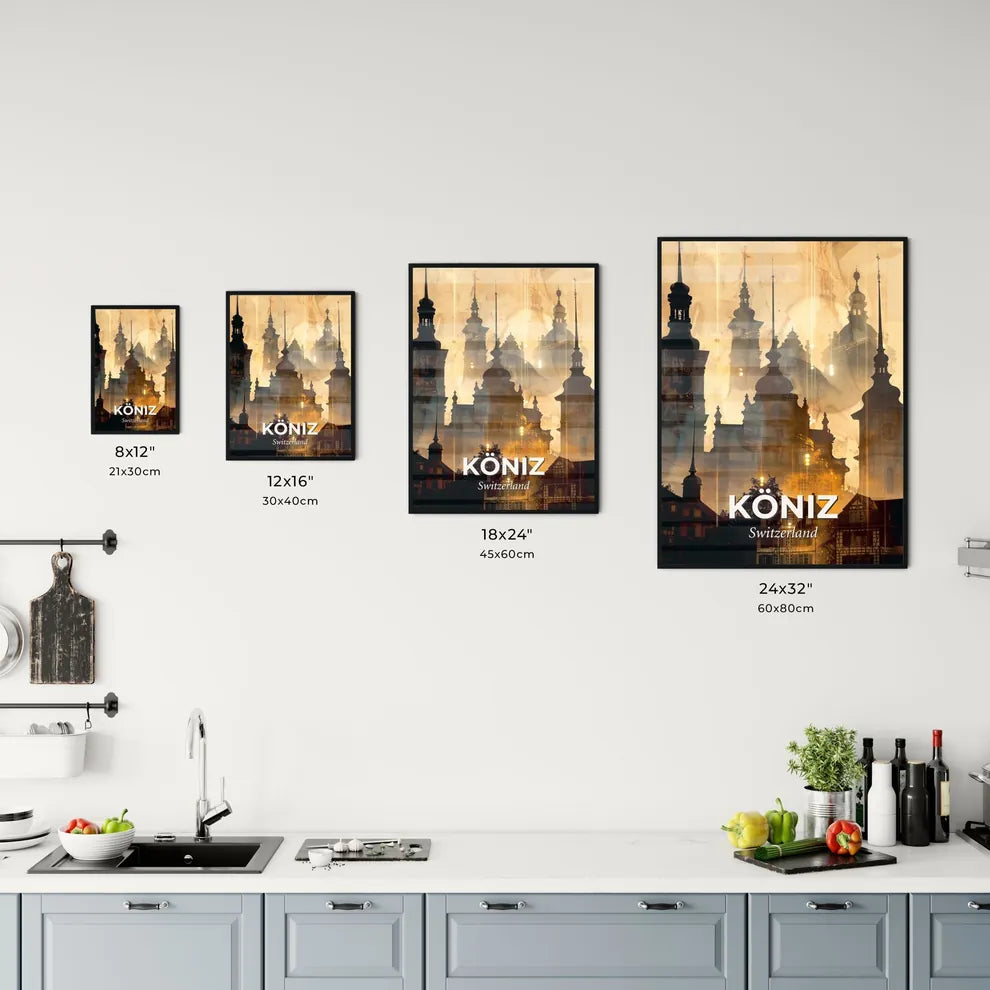 KÃ¶niz Skyline Cityscape Swiss Architecture Beige Office Art