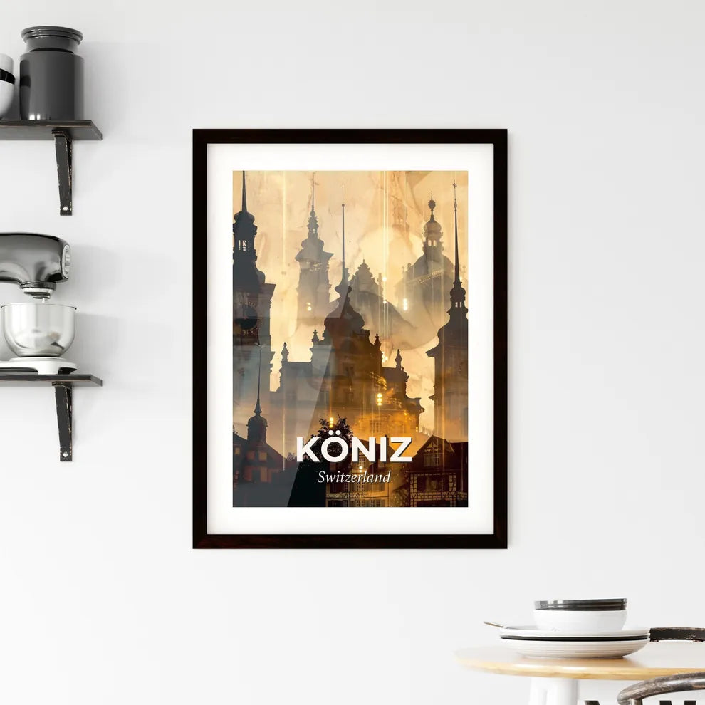 KÃ¶niz Skyline Cityscape Swiss Architecture Beige Framed Print