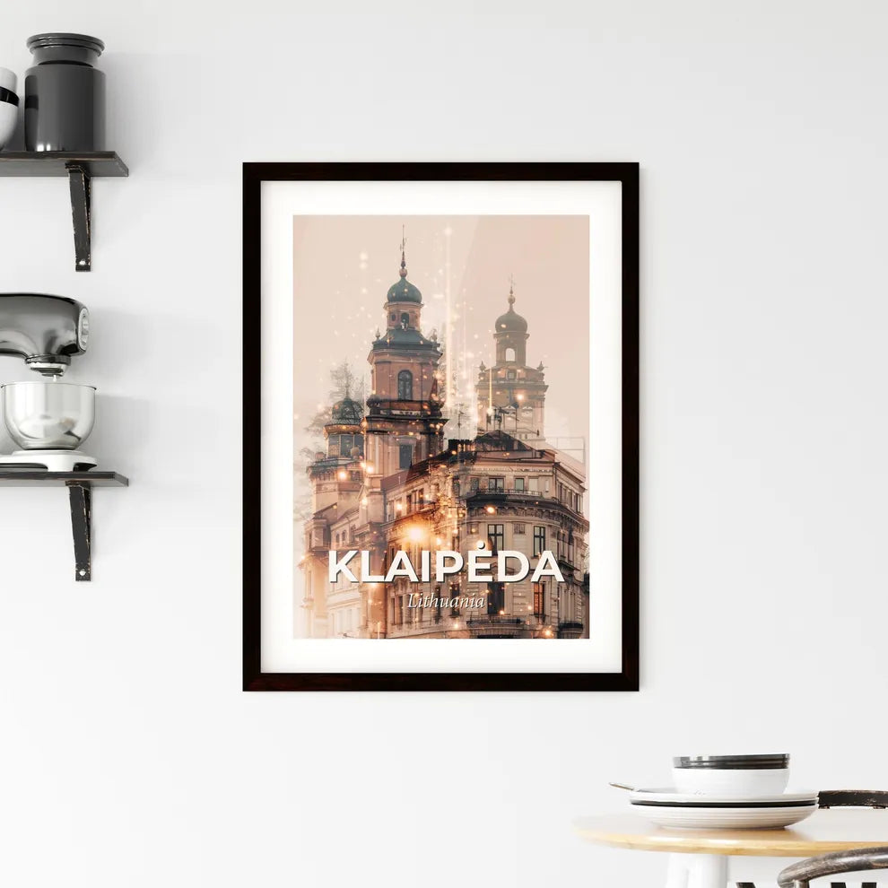 Klaipėda Skyline Double Exposure Poster Art Framed Print