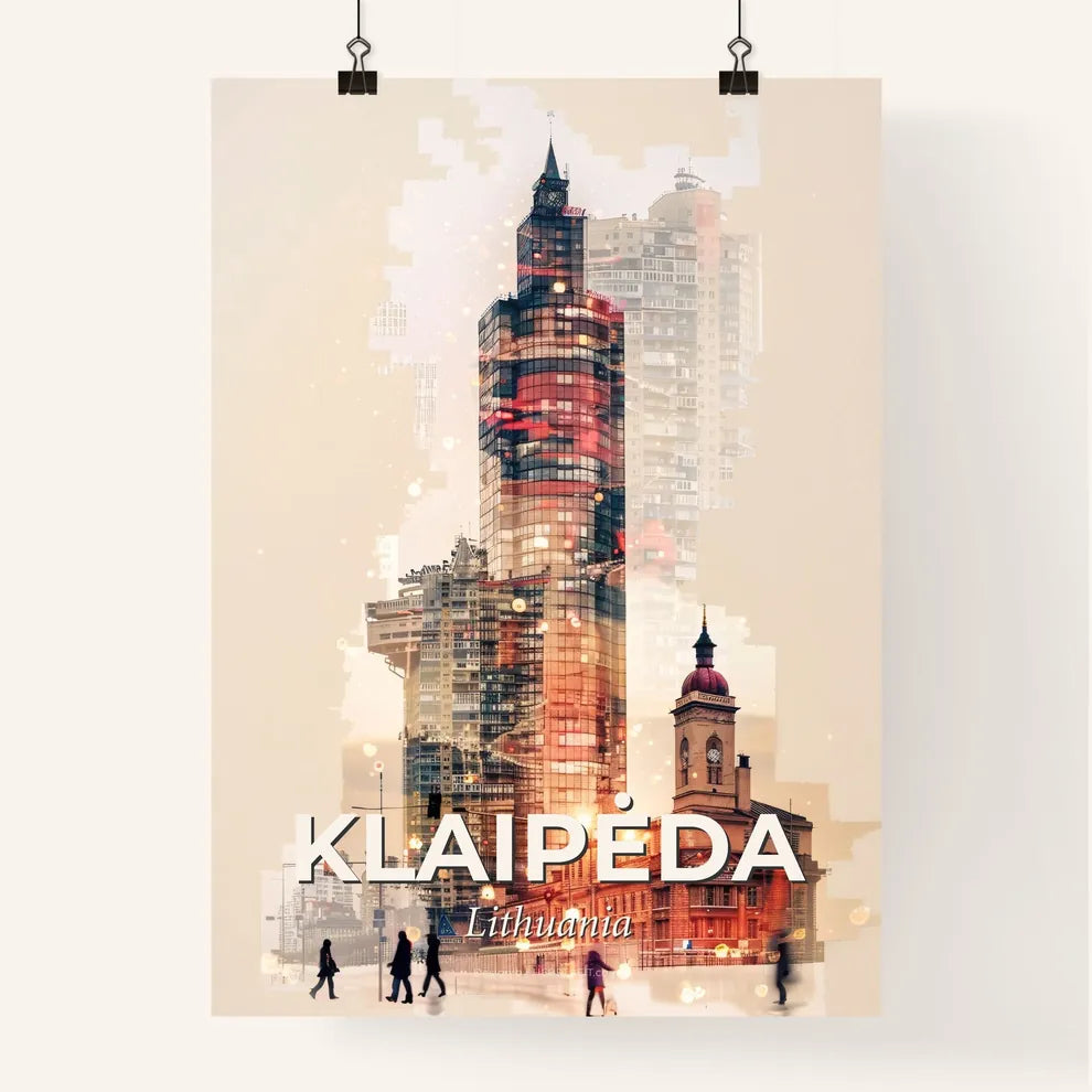 Klaipeda Double Exposure Skyline Art Poster Poster