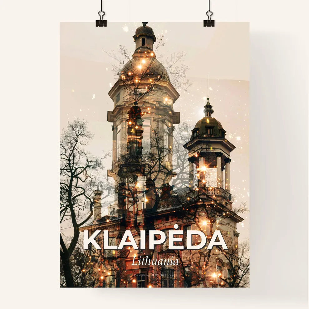 Klaipėda, Lithuania Double Exposure City Skyline Art Poster