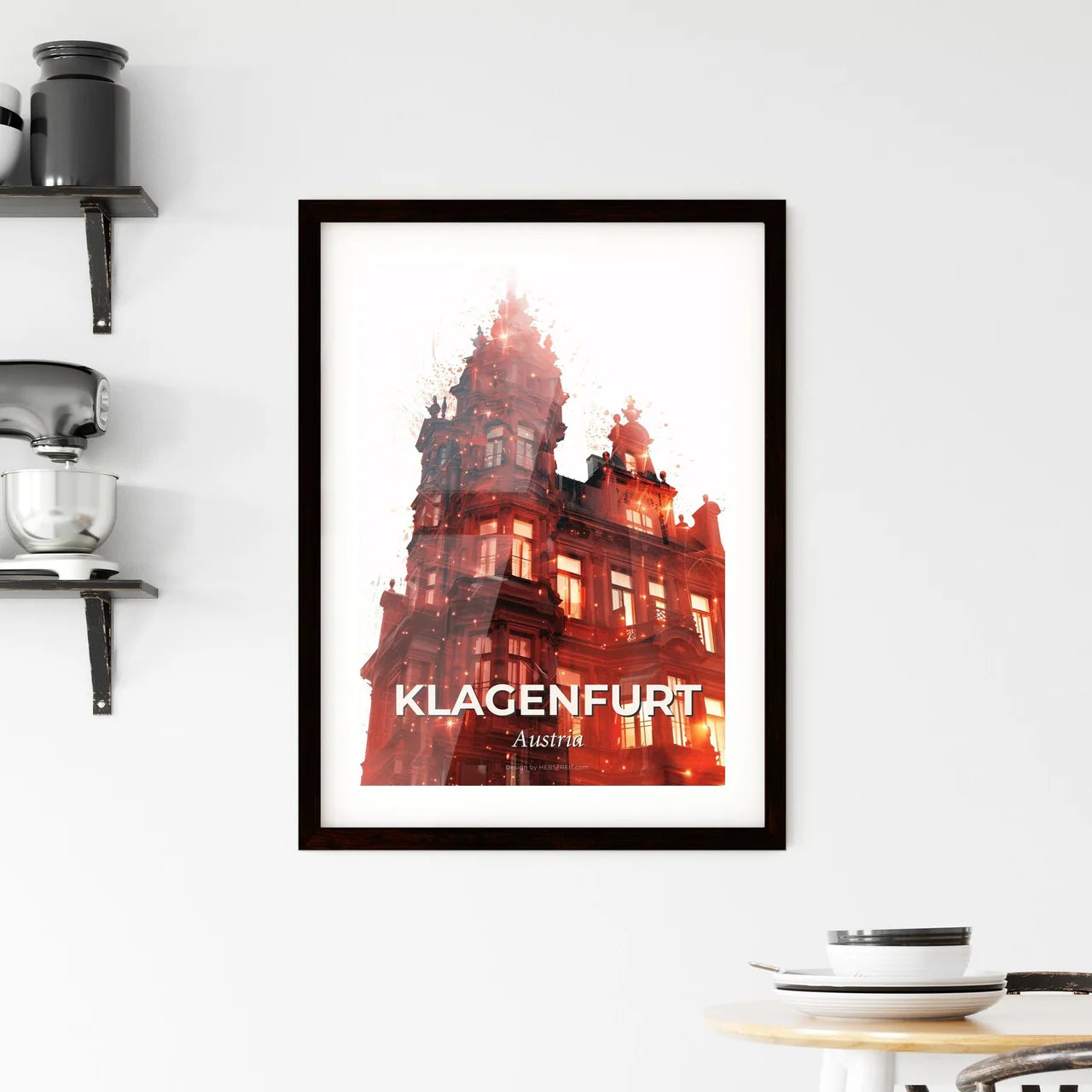 Klagenfurt Skyline Art Poster, Bright Beige Framed Print