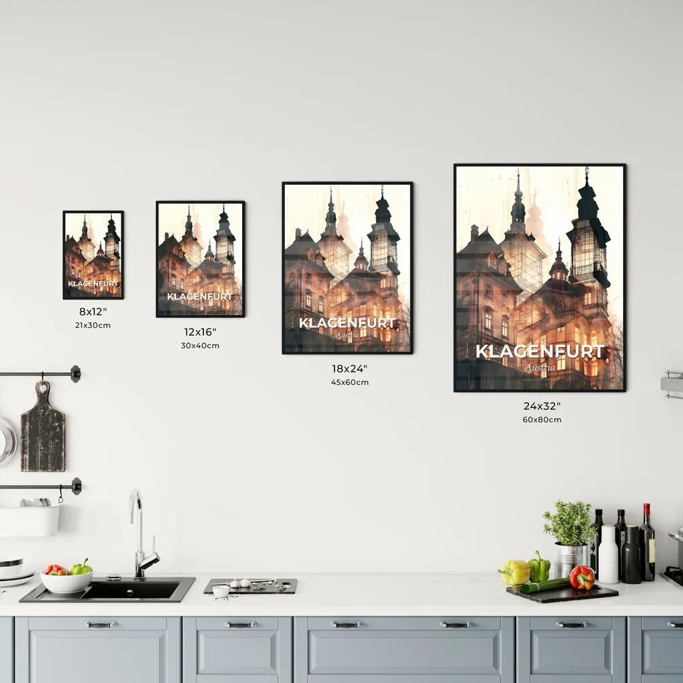 Klagenfurt, Austria Skyline Composite Cityscape Poster Office Art