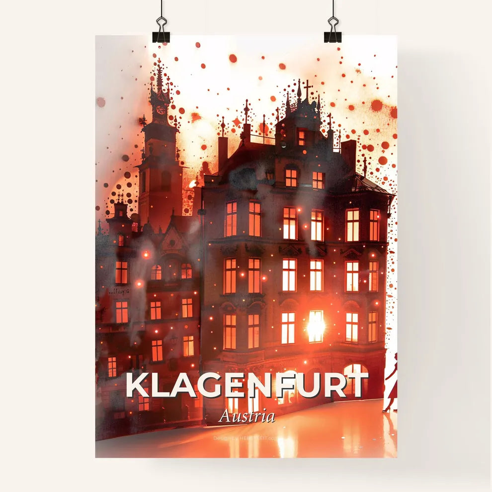 Klagenfurt Skyline Double Exposure Composite Art Poster