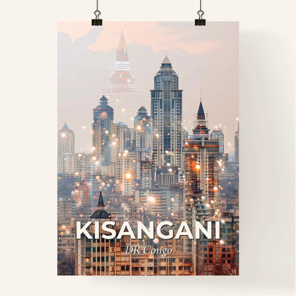 Kisangani Skyline Architectural Icons Double Exposure Poster Poster