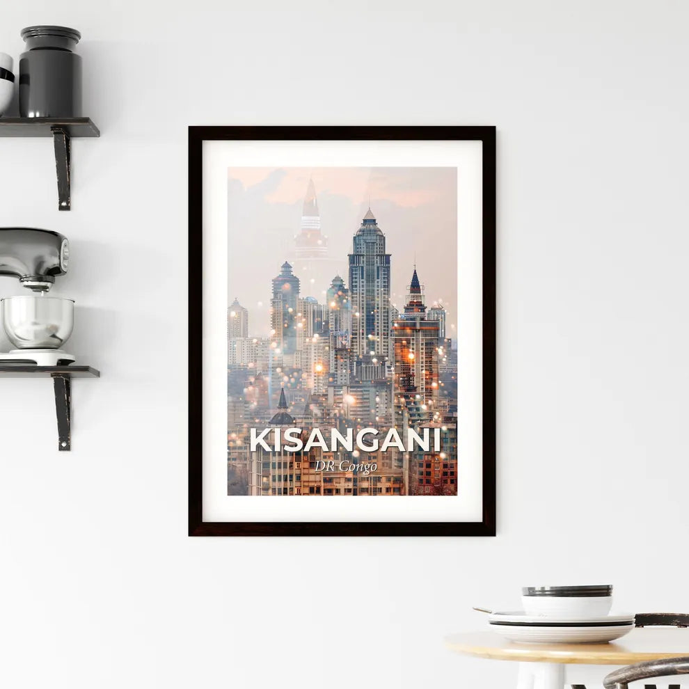 Kisangani Skyline Architectural Icons Double Exposure Poster Framed Print