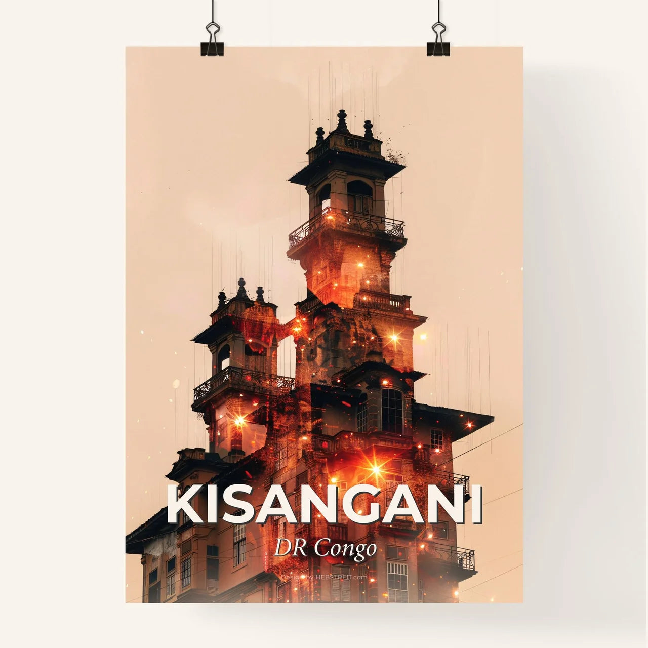 Kisangani Congo Skyline Double Exposure Composite Poster