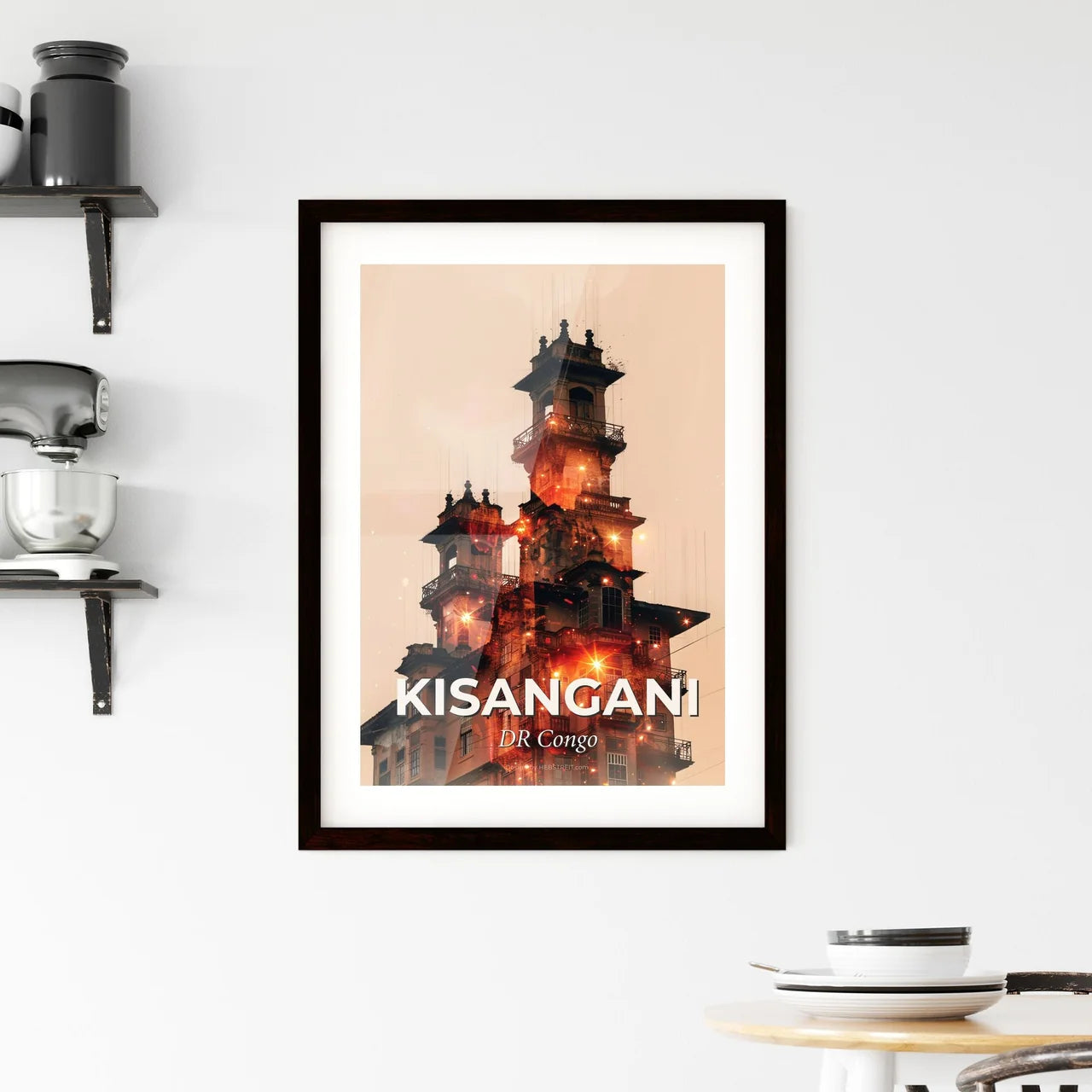 Kisangani Congo Skyline Double Exposure Composite Framed Print