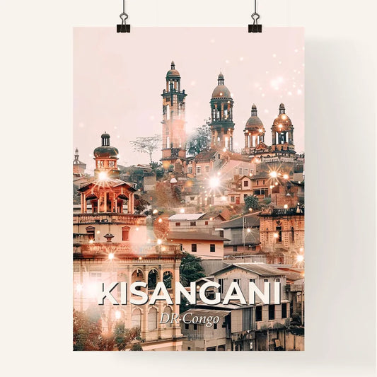 Kisangani Congo Skyline Sparkles Night Art Poster