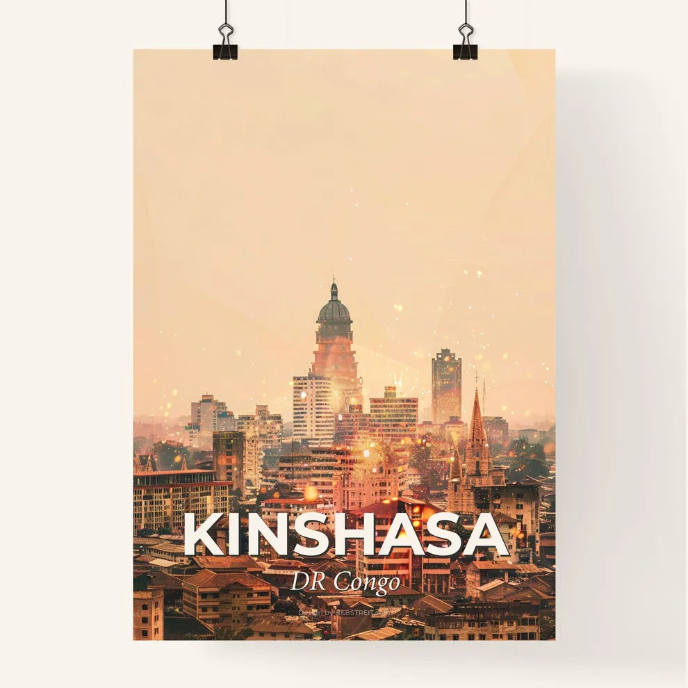 Kinshasa Skyline Double Exposure Art Poster Poster