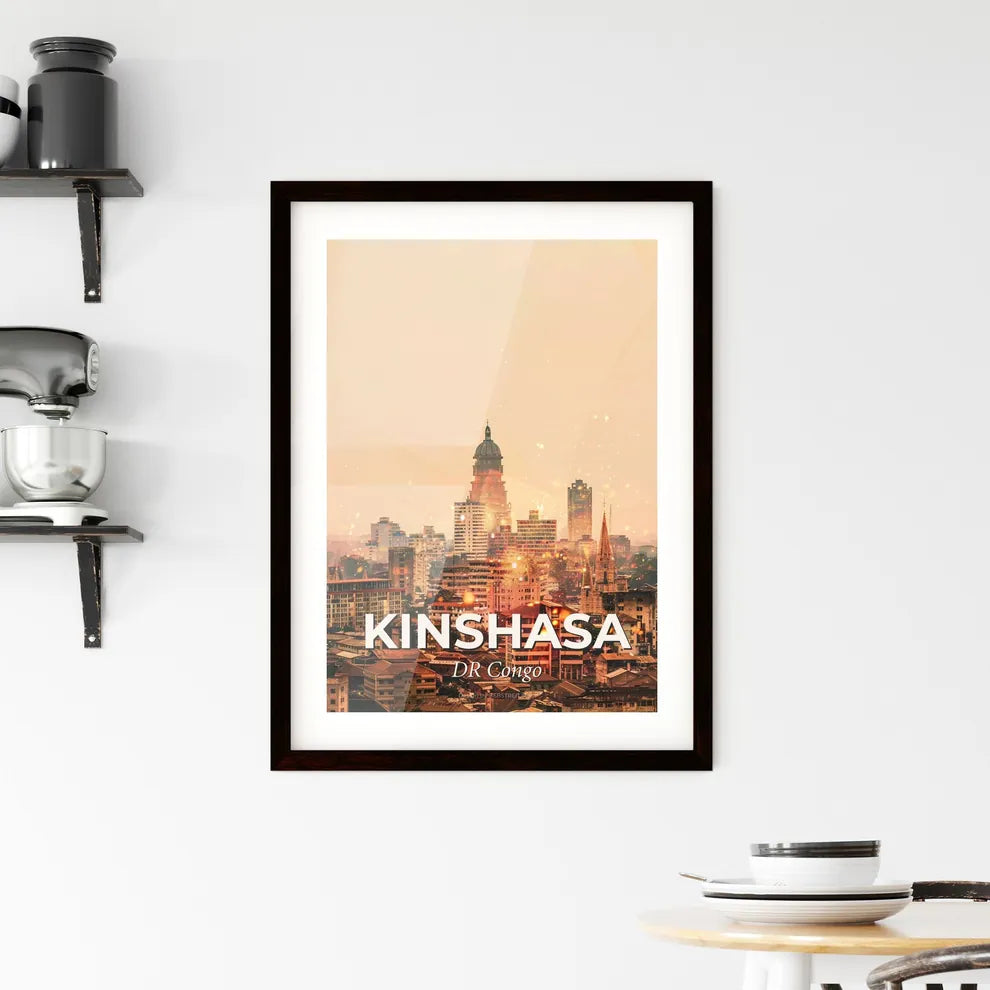 Kinshasa Skyline Double Exposure Art Poster Framed Print