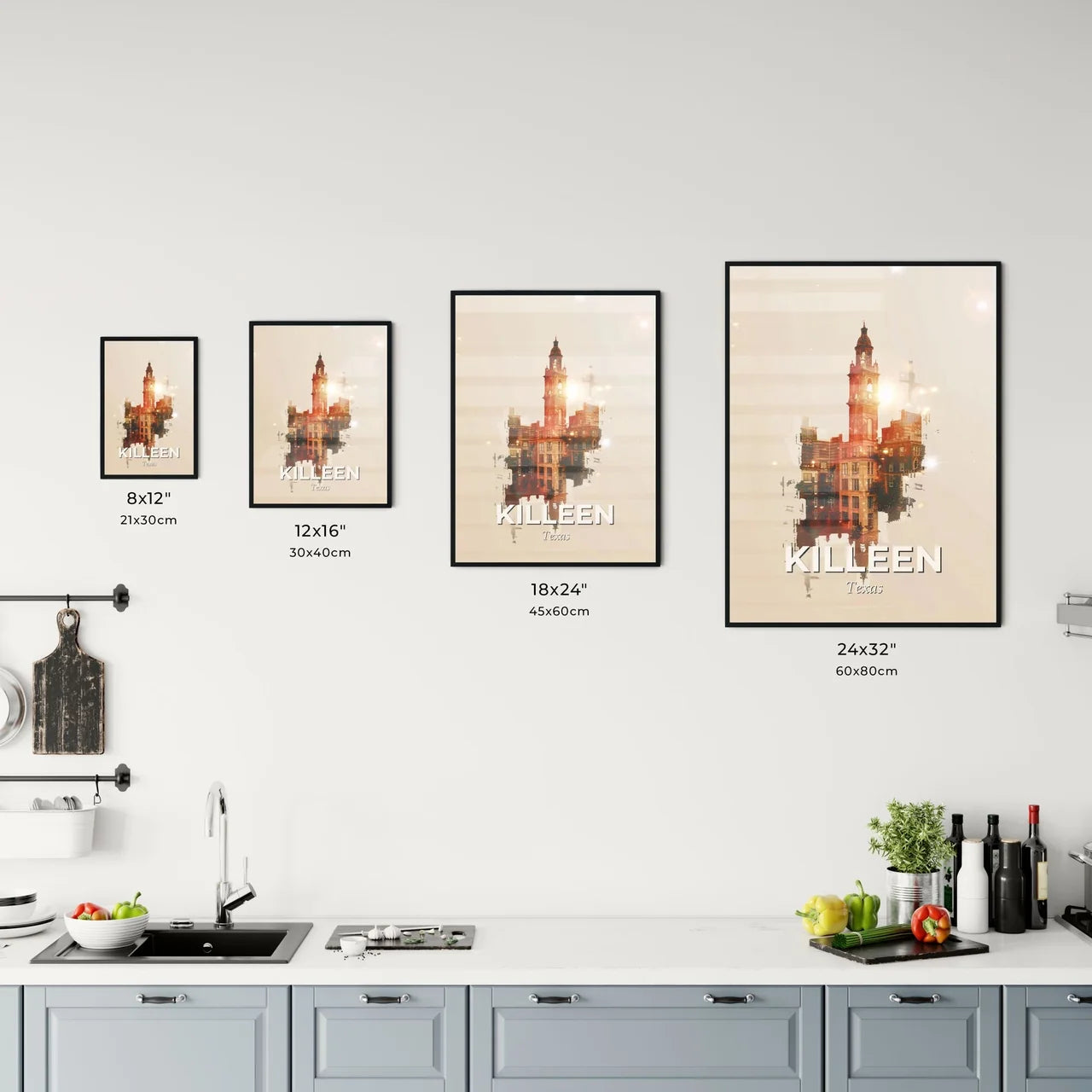 Killeen Skyline Composite Art: Backlight Brilliance Office Art