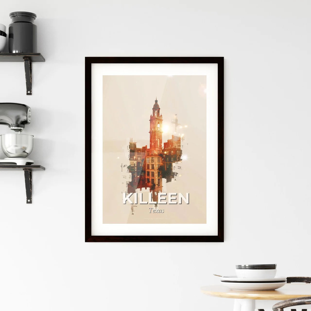 Killeen Skyline Composite Art: Backlight Brilliance Framed Print