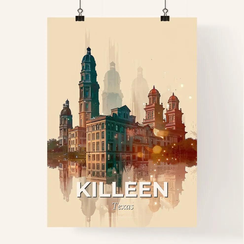 Killeen Texas Cityscape Double Exposure Poster Poster