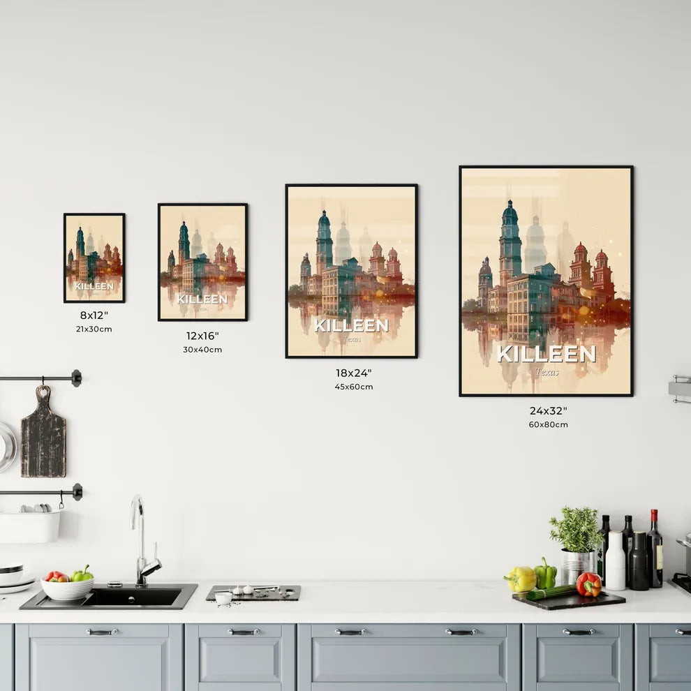 Killeen Texas Cityscape Double Exposure Poster Office Art