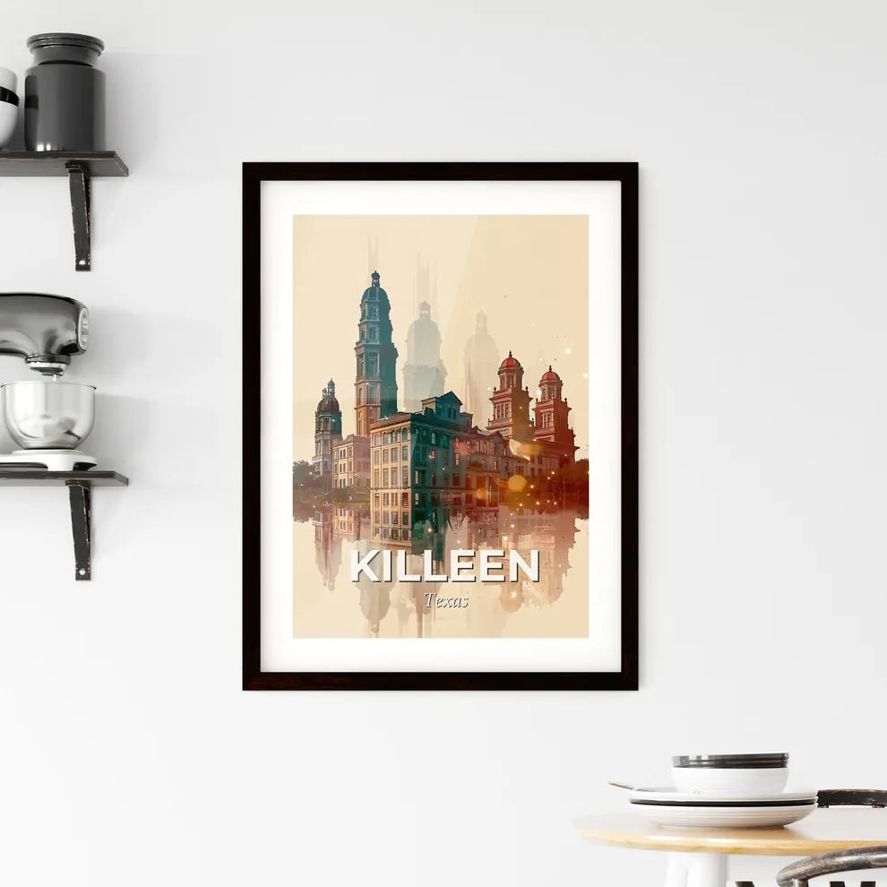 Killeen Texas Cityscape Double Exposure Poster Framed Print