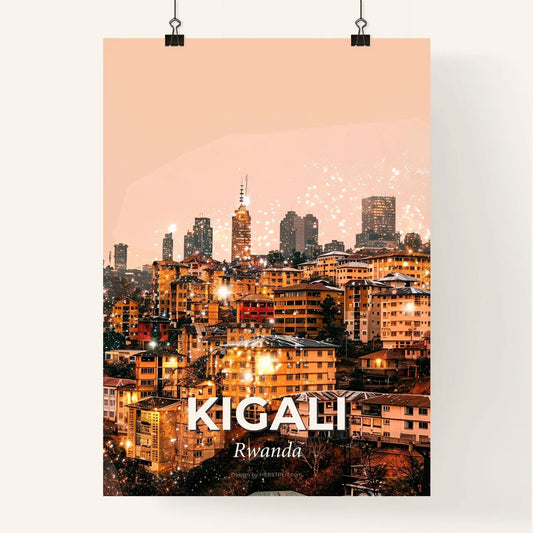 Kigali Skyline: Lights, Architecture, Beige Poster