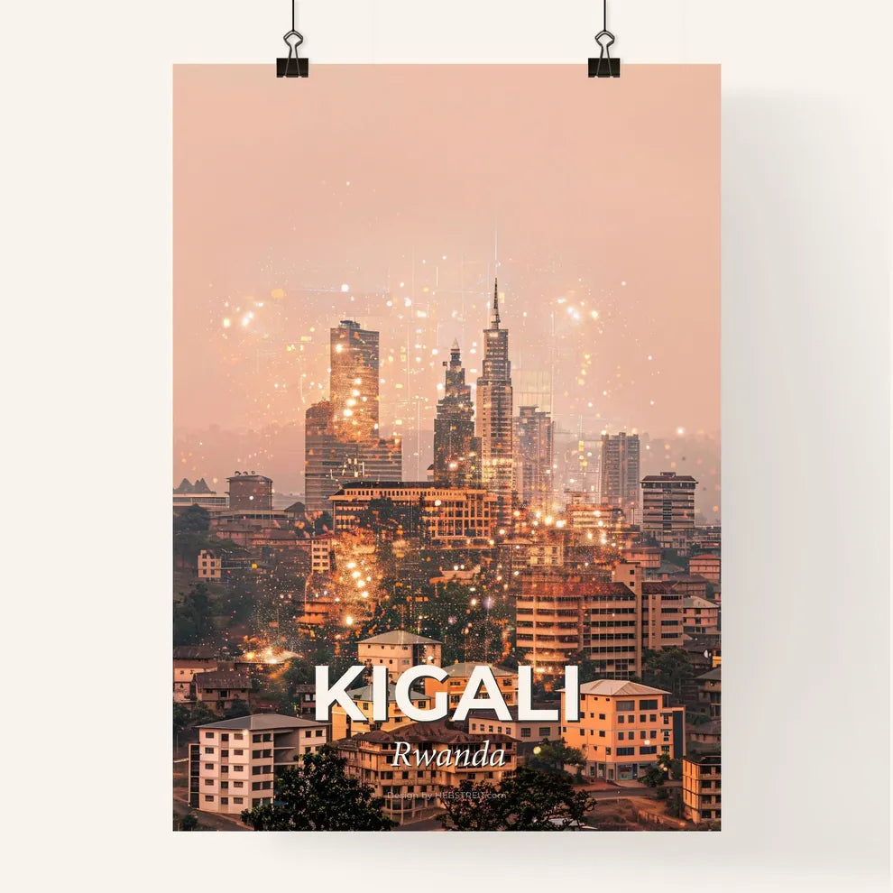 Kigali Rwanda City Skyline Night Art Poster