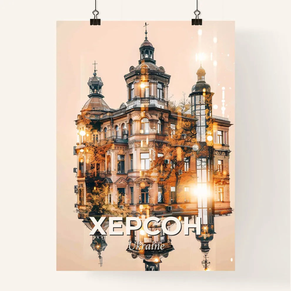 Kherson Skyline Composite Art: Ukrainian City Icons Poster