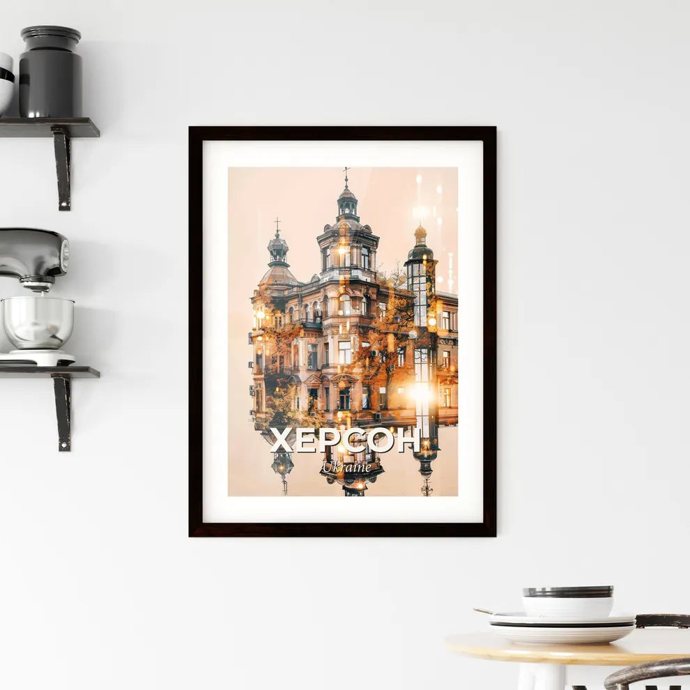Kherson Skyline Composite Art: Ukrainian City Icons Framed Print