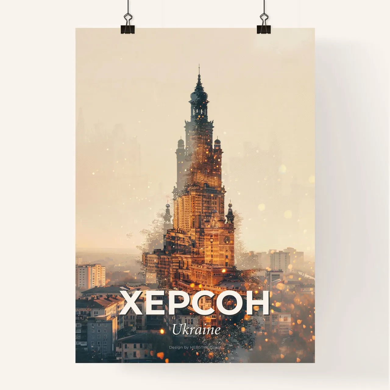 Kherson City Composite Art Poster, Vibrant Hues, Local Landmarks Poster