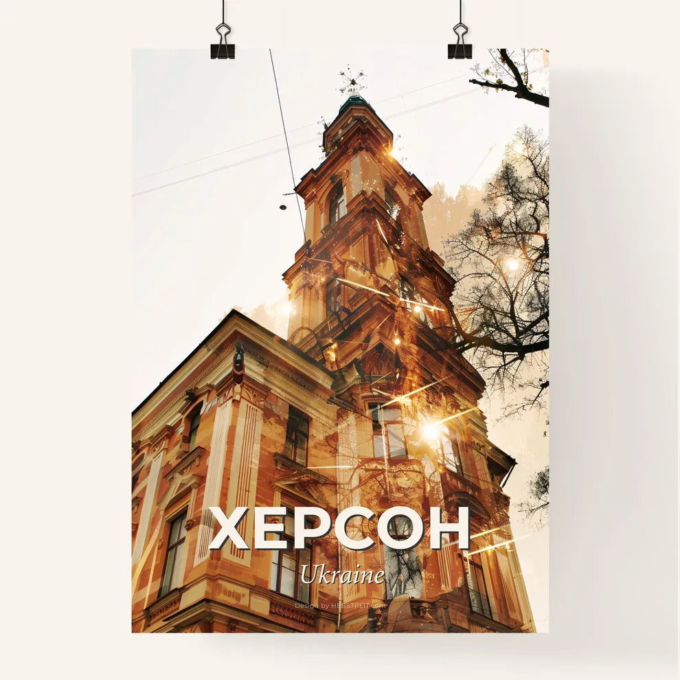 Kherson City Skyline Double Exposure Poster Art Poster