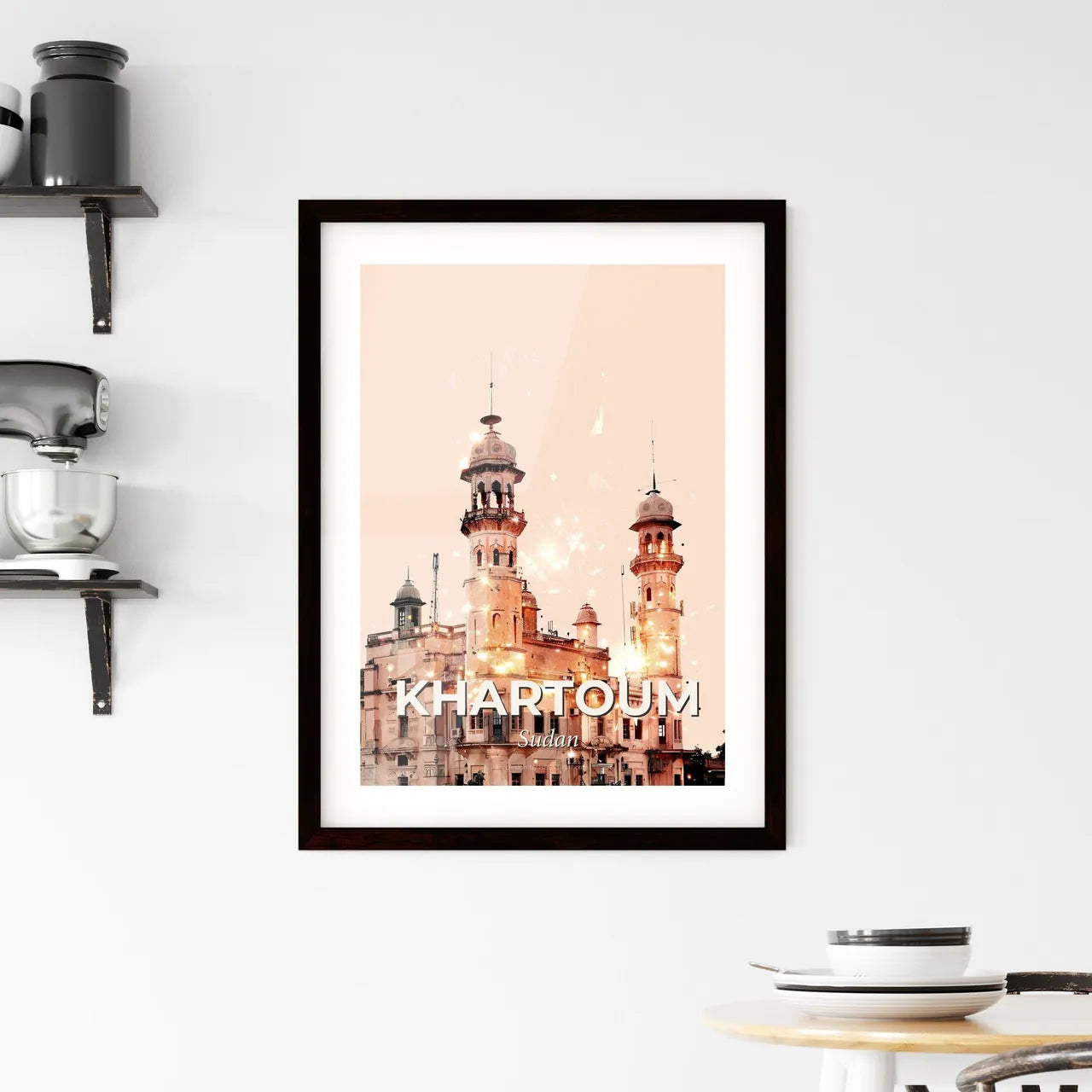 Khartoum Towering Cityscape Double Exposure Art Framed Print