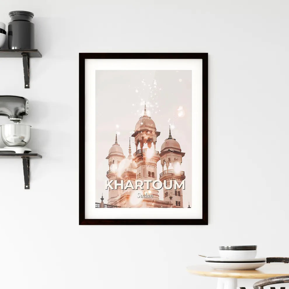 Khartoum Skyline Minimalistic Double Exposure Art Framed Print