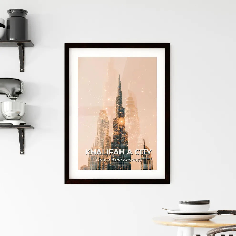 Khalifah City Skyline Fusion Art Poster Framed Print