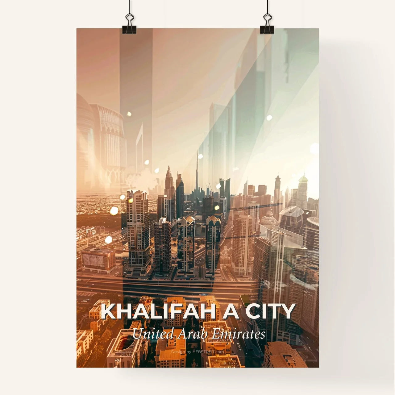 Khalifah A City Skyline Art with Local Architecture Icons Poster