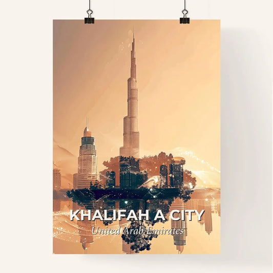 Khalifah City Skyline Sparkles on Beige Poster