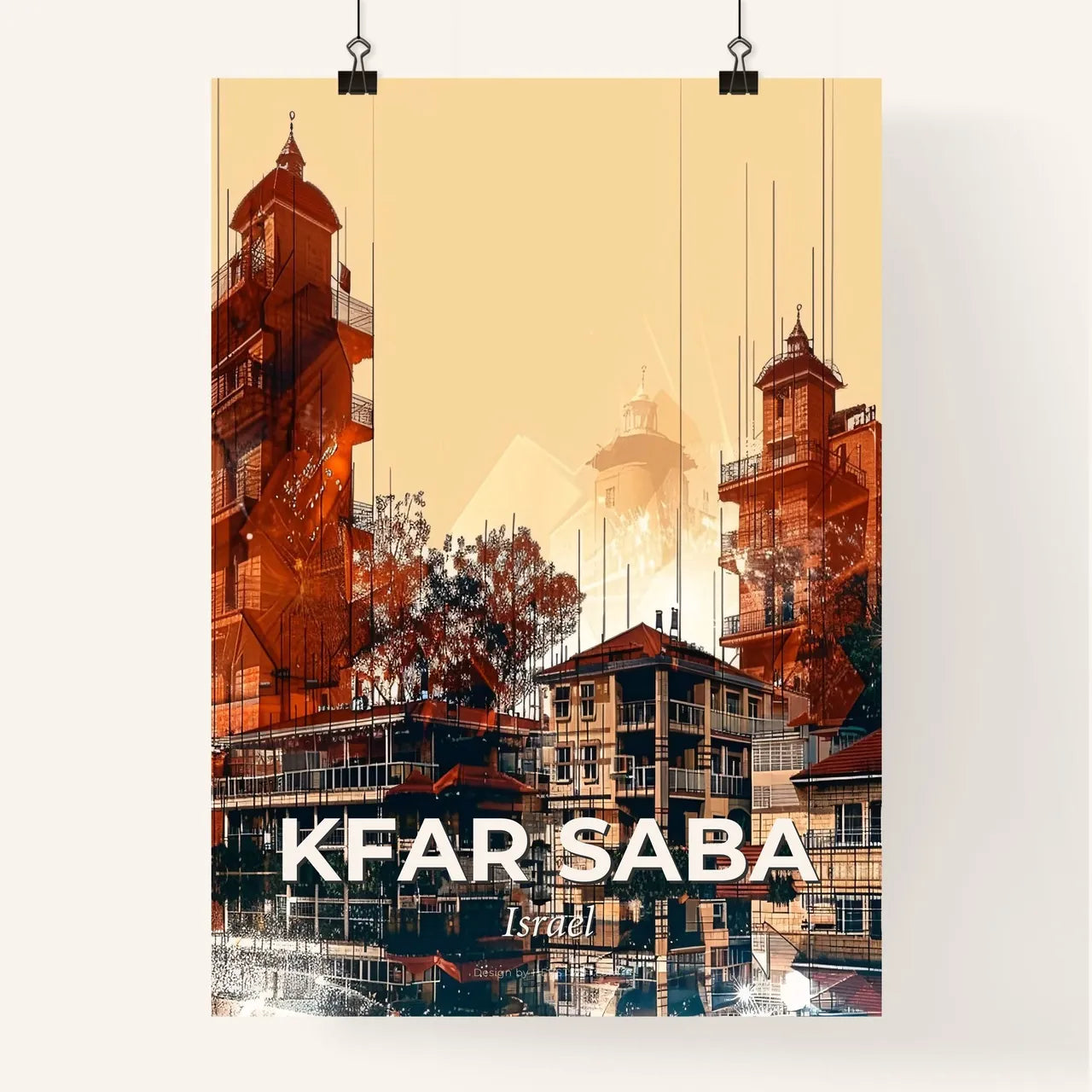 Kfar Saba Skyline Cityscape Composite Art Poster Poster