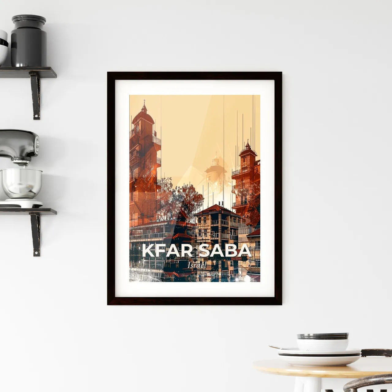 Kfar Saba Skyline Cityscape Composite Art Poster Framed Print