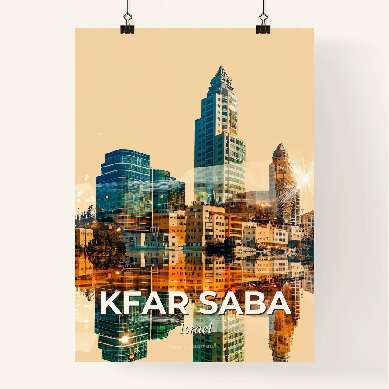 Kfar Saba Skyline Vista: Local Wonder in Vivid Detail Poster