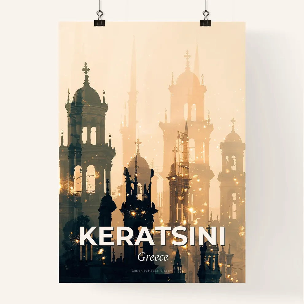 Keratsini Skyline Ambiance Silhouette Poster Poster