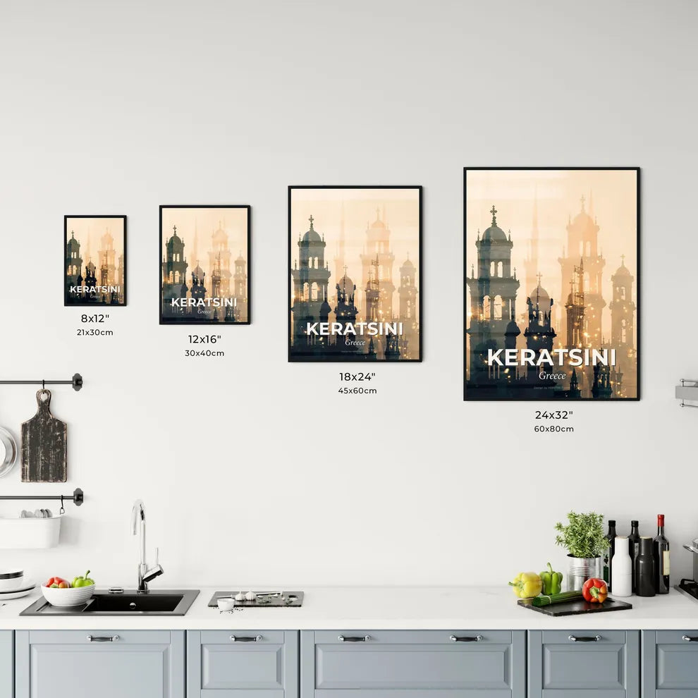 Keratsini Skyline Ambiance Silhouette Poster Office Art