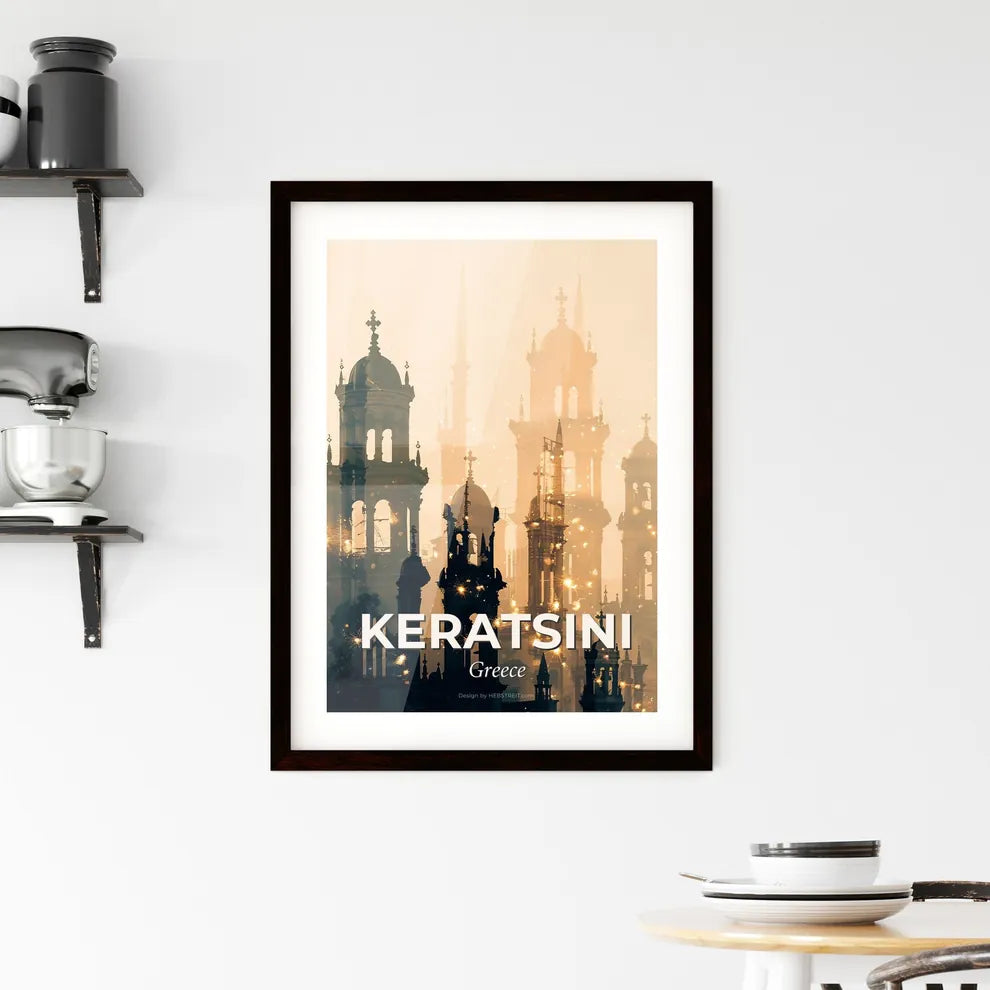 Keratsini Skyline Ambiance Silhouette Poster Framed Print