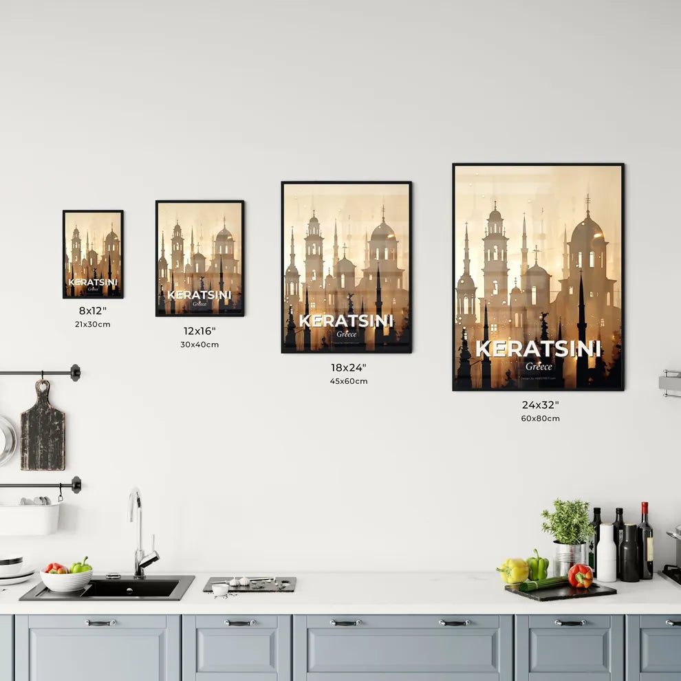 Keratsini Skyline Composite Art with Sparkles Office Art