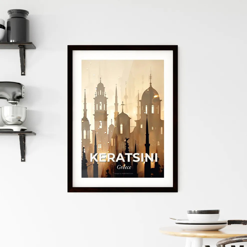 Keratsini Skyline Composite Art with Sparkles Framed Print