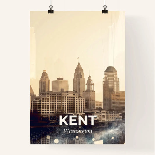 Kent Washington Skyline Double Exposure Art Poster
