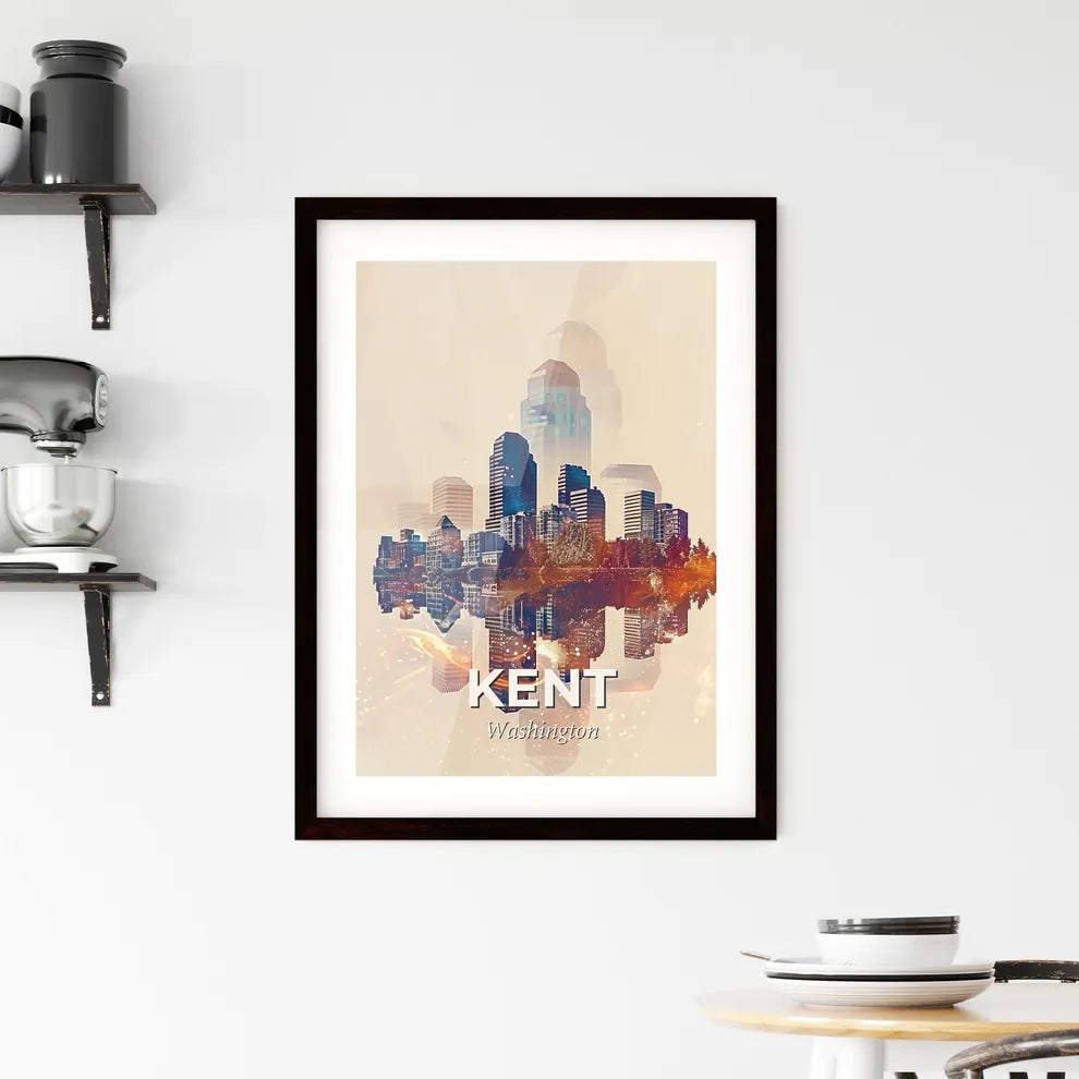 Kent City Skyline: A Radiant Tapestry of Architecture Framed Print