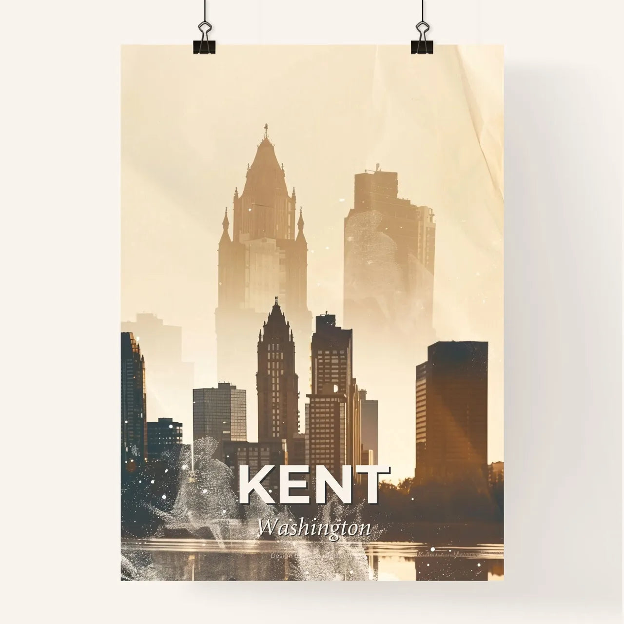 Kent Washington City Icons Double Exposure Poster Poster