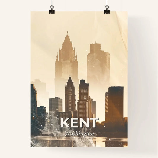 Kent Washington City Icons Double Exposure Poster Poster