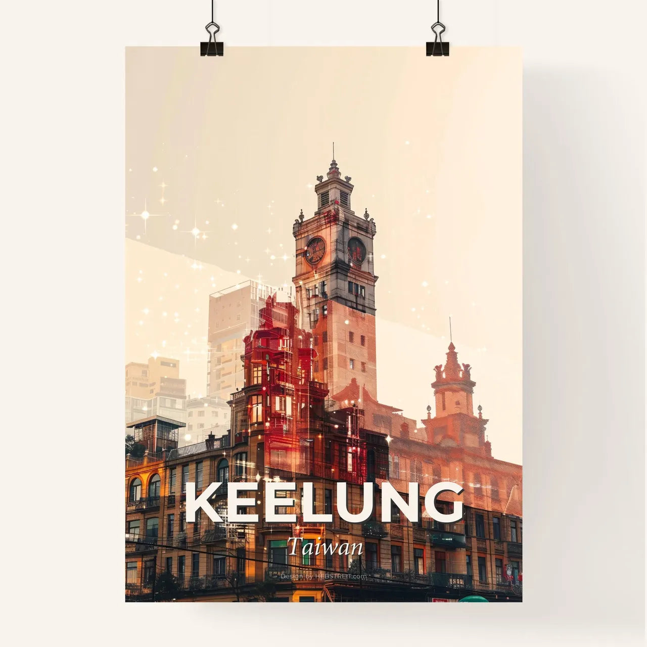 Keelung Skyline Cityscape Modern Bright Beige Poster Poster