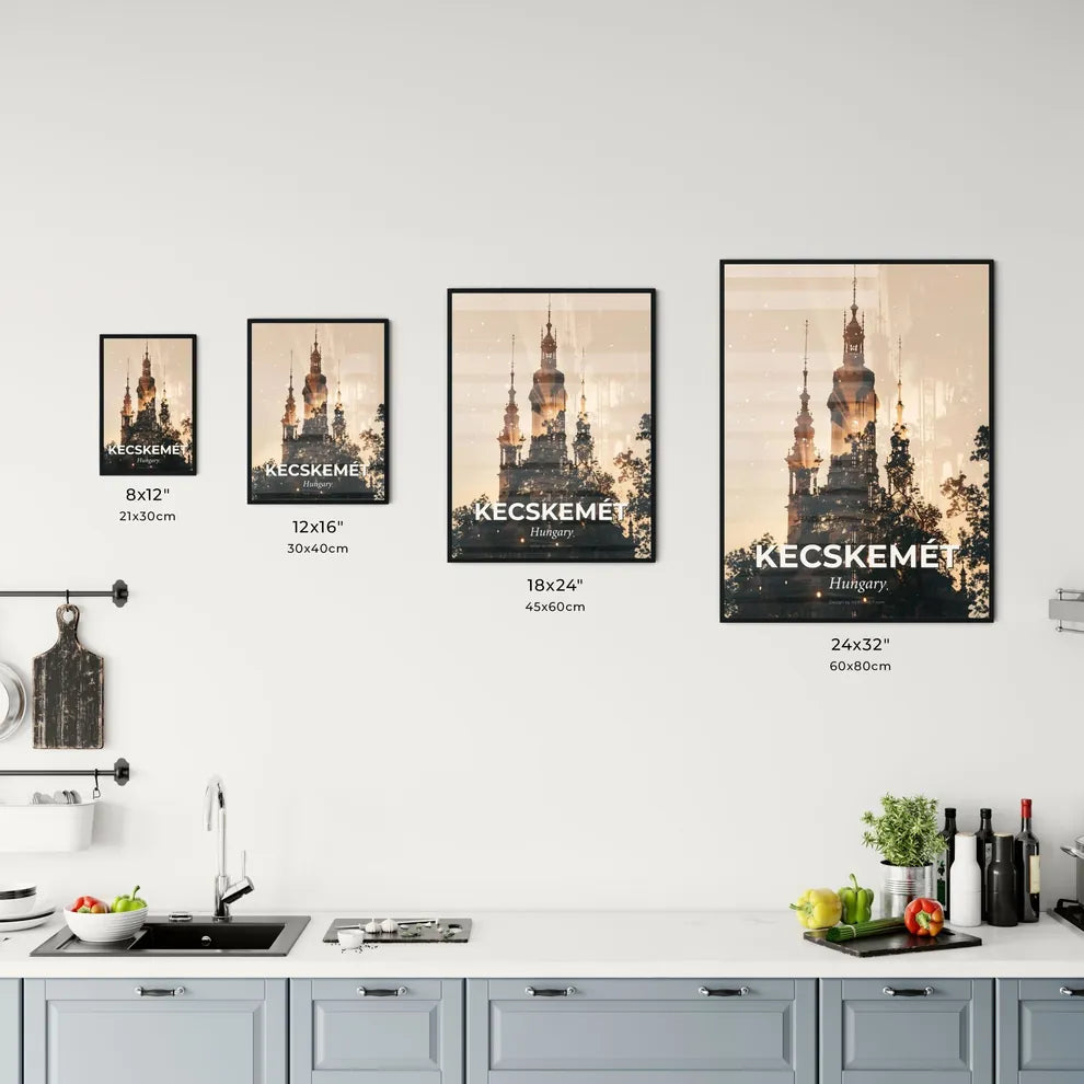 Kecskemét City Skyline in Double Exposure Art Office Art