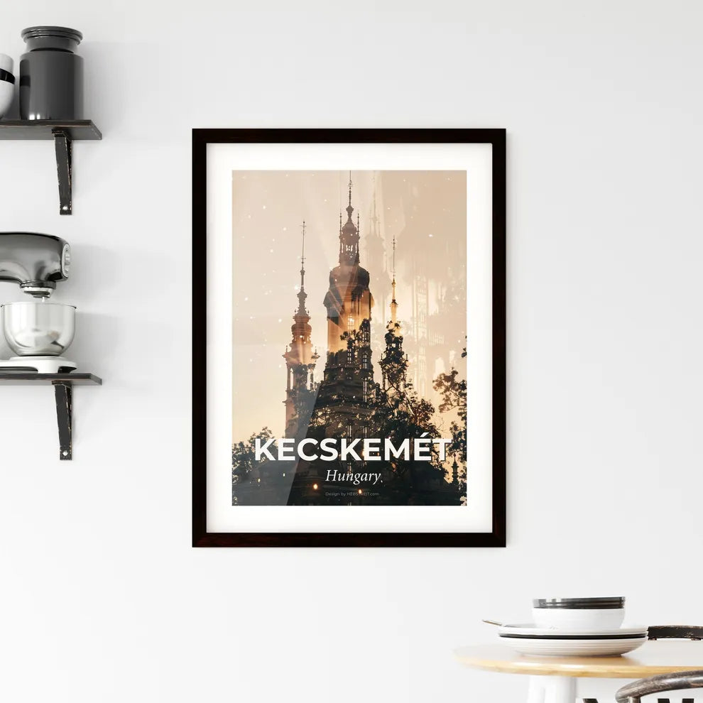 Kecskemét City Skyline in Double Exposure Art Framed Print