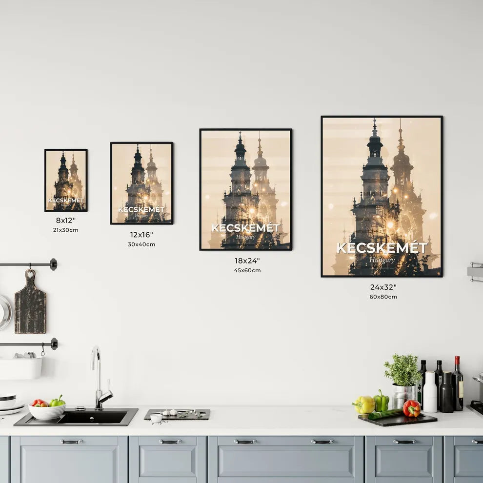 Kecskemét City Skyline Artistic Silhouette Poster Office Art