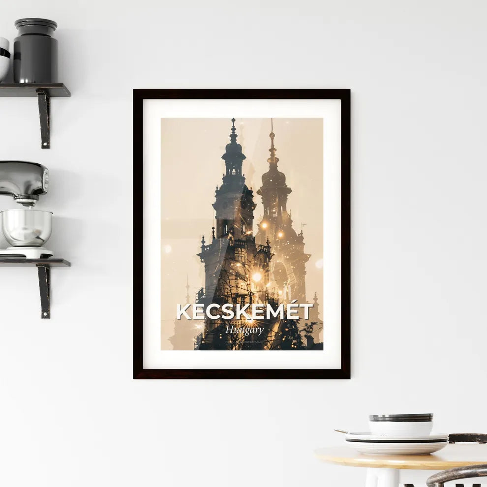 Kecskemét City Skyline Artistic Silhouette Poster Framed Print