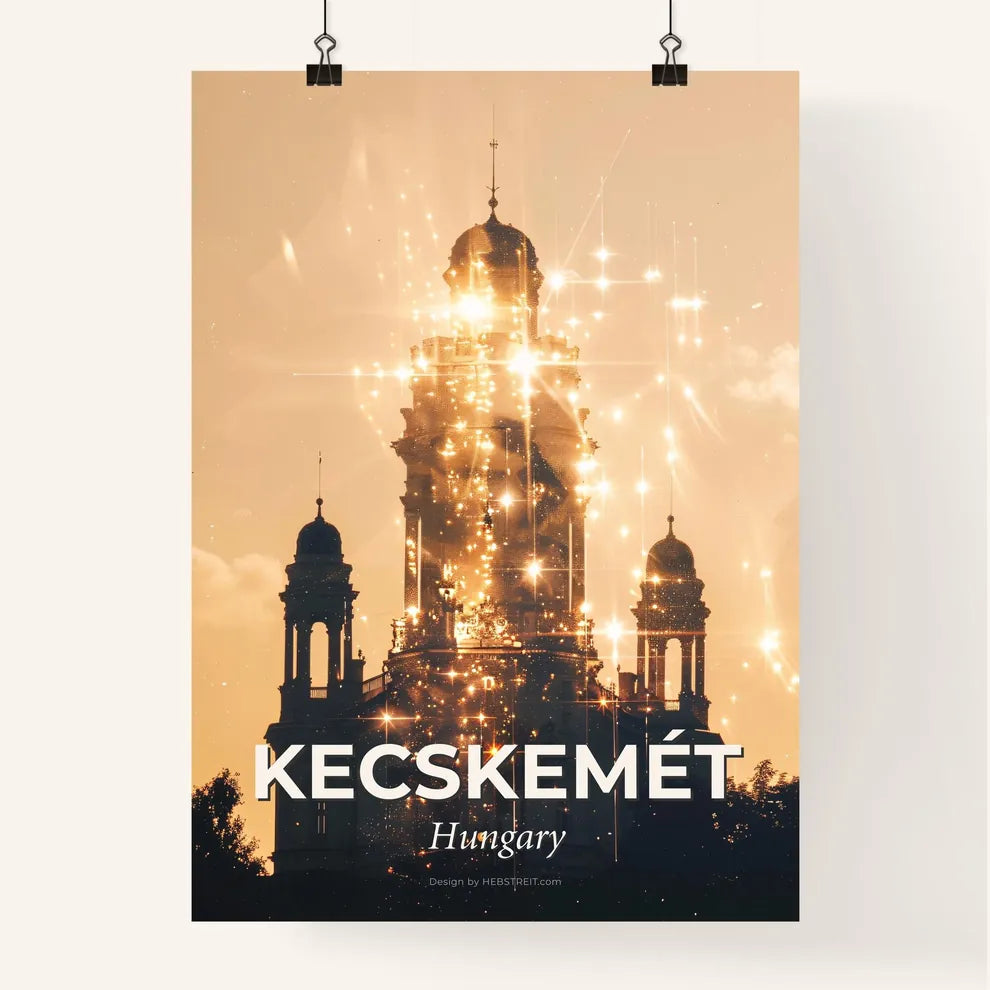 Kecskemét Sky Composite City Silhouette, Beige Paper Poster
