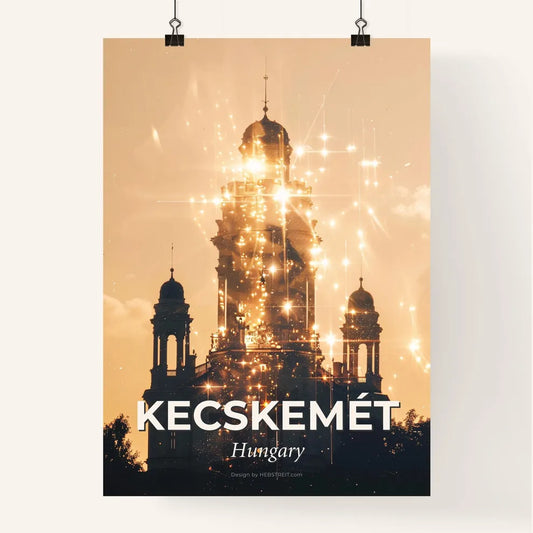 Kecskemét Sky Composite City Silhouette, Beige Paper Poster
